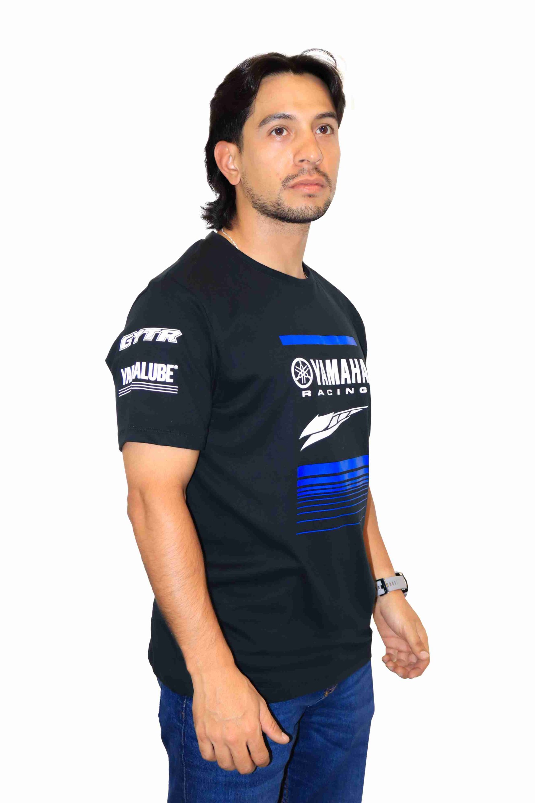 CAMISETA YAMAHA NEGRO CON AZUL MAS